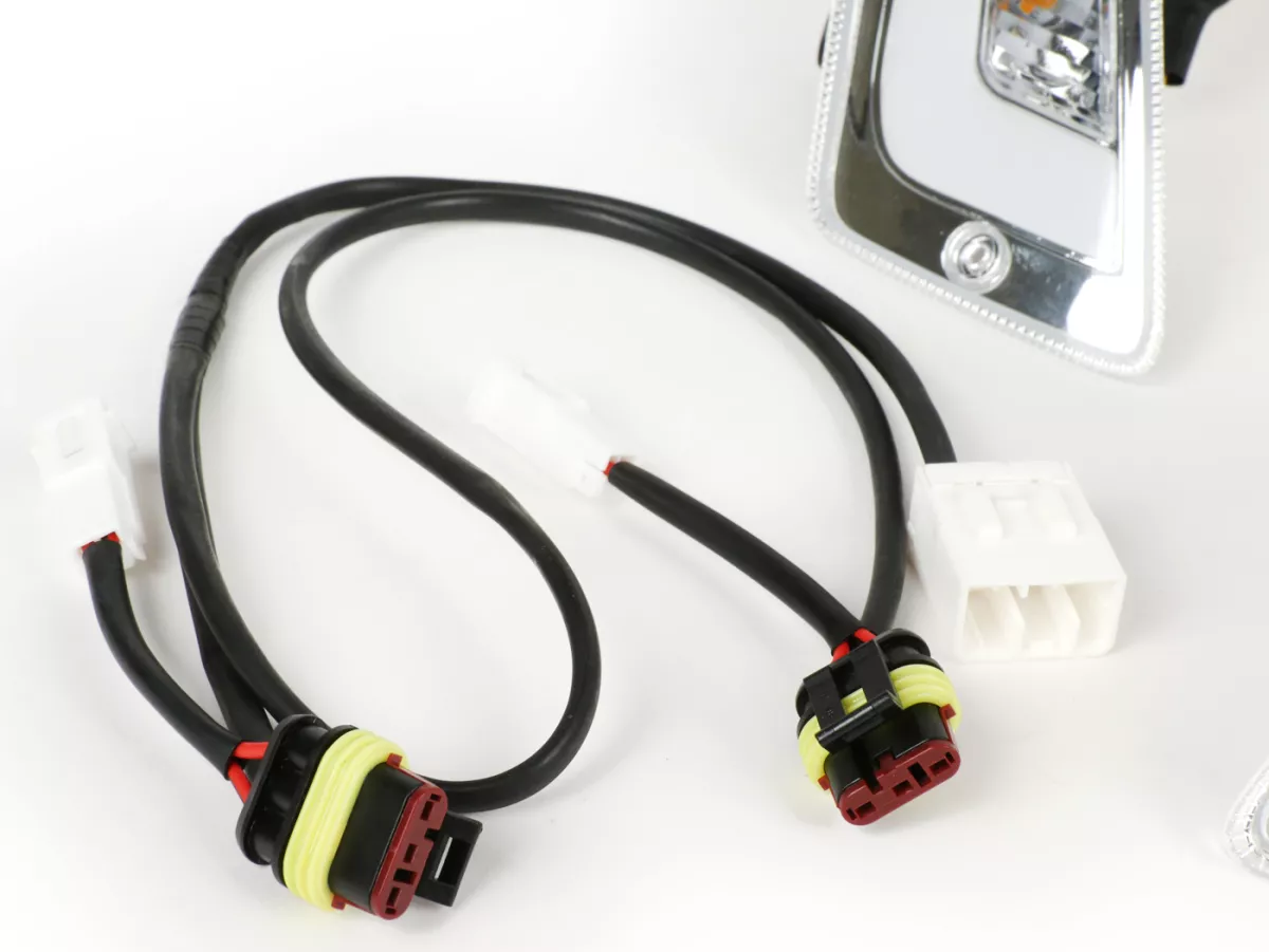 Set indicatori di direzione anteriori -POWER 1 LED (fino al 2014) luce di marcia diurna (E-mark)- Vespa GT, GTL, GTV, GTS 125-300 - bianco