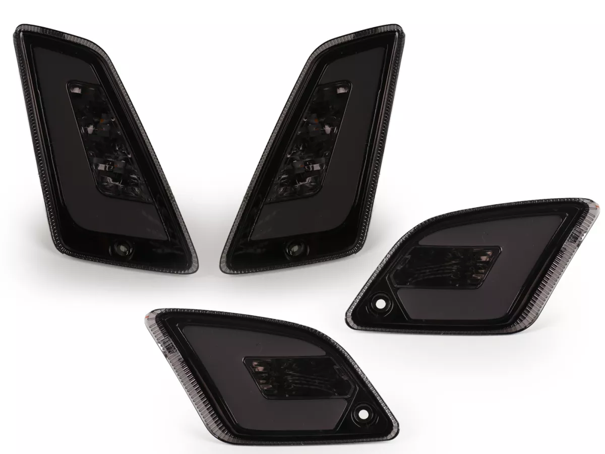 Knipperlichtenset voor+achter -POWER 1 LED (tot 2014) Dagrijlicht voor + positielicht achter (E-markering)- Vespa GT, GTL, GTV, GTS 125-300 - gerookt