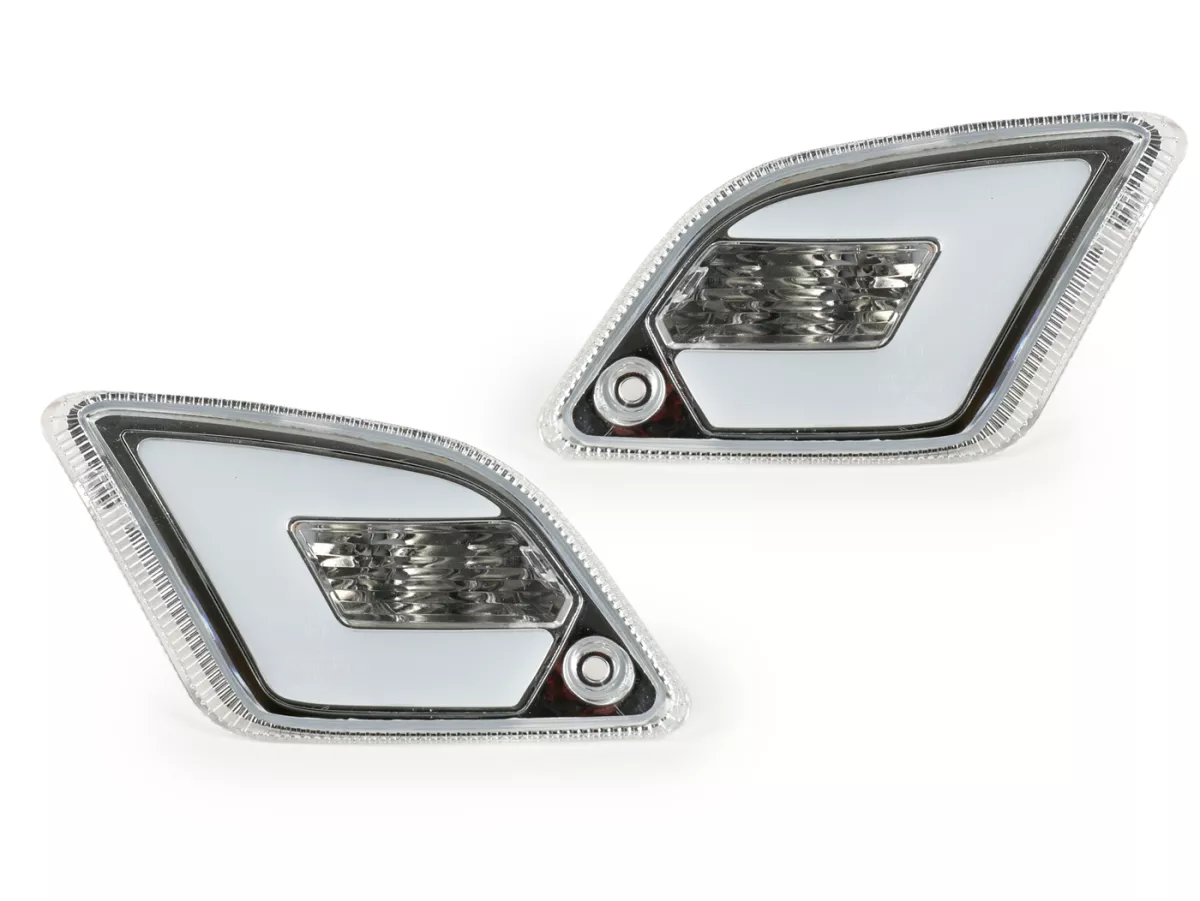 Set indicatori di direzione posteriori -POWER 1 LED (fino al 2014) con luce di posizione (E-mark) - Vespa GT, GTL, GTV, GTS 125-300 - bianco