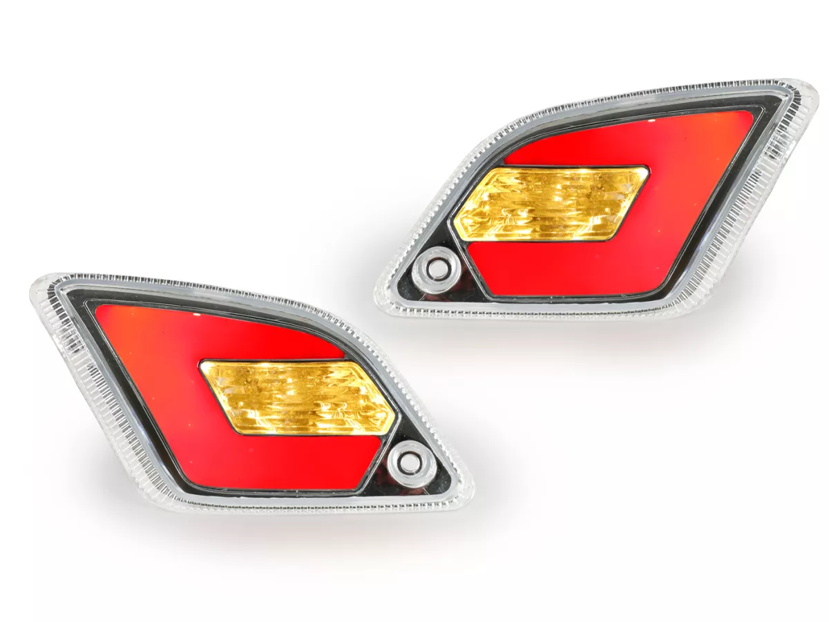 Set indicatori di direzione posteriori -POWER 1 LED (fino al 2014) con luce di posizione (E-mark) - Vespa GT, GTL, GTV, GTS 125-300 - bianco