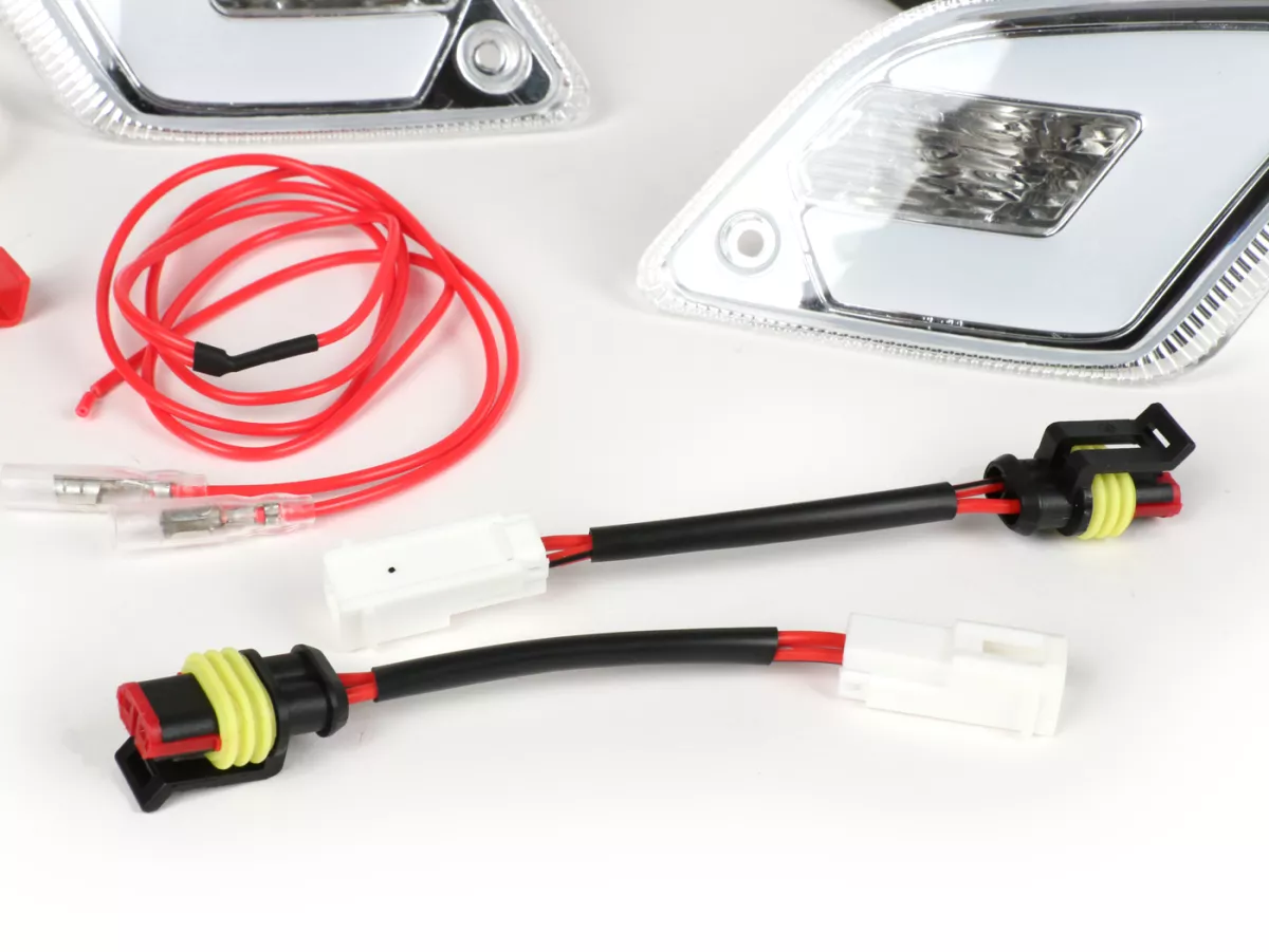 Set indicatori di direzione posteriori -POWER 1 LED (fino al 2014) con luce di posizione (E-mark) - Vespa GT, GTL, GTV, GTS 125-300 - bianco