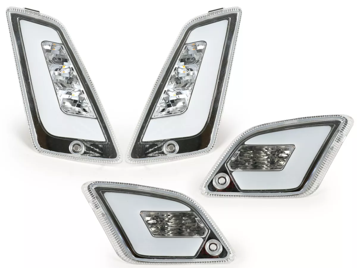 Set indicatori di direzione anteriori+posteriori -POWER 1 LED (fino al 2014) Luce di marcia diurna anteriore + luce di posizione posteriore (E-mark) - Vespa GT, GTL, GTV, GTS 125-300 - bianco