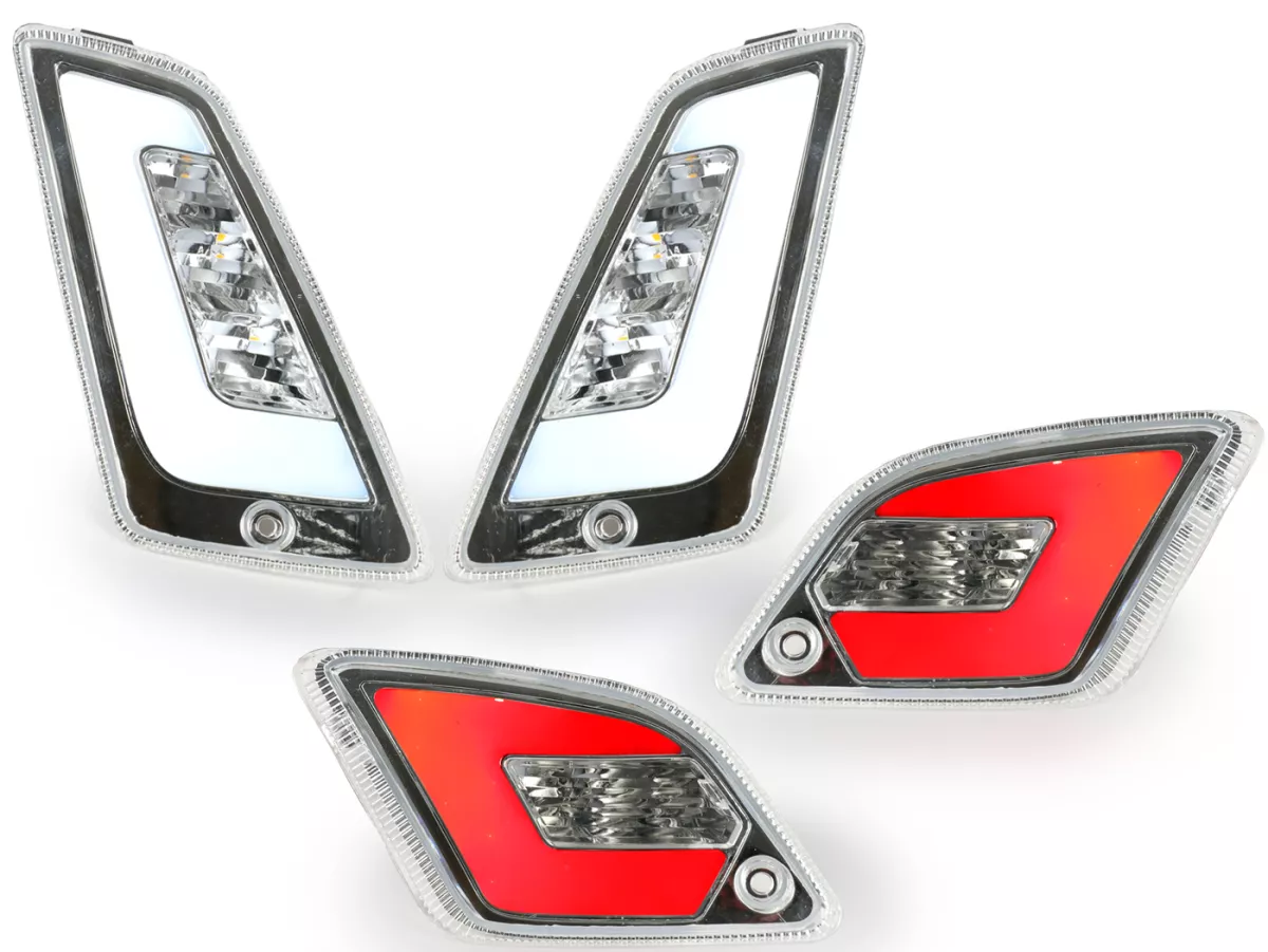 Set indicatori di direzione anteriori+posteriori -POWER 1 LED (fino al 2014) Luce di marcia diurna anteriore + luce di posizione posteriore (E-mark) - Vespa GT, GTL, GTV, GTS 125-300 - bianco