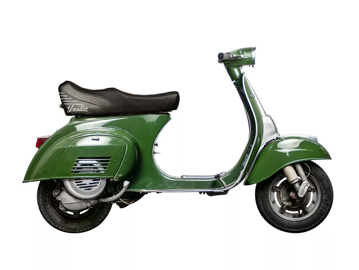 Asiento escalonado -GIULIARI Yankee- Vespa V50, PV125, ET3 - con cerradura - negro