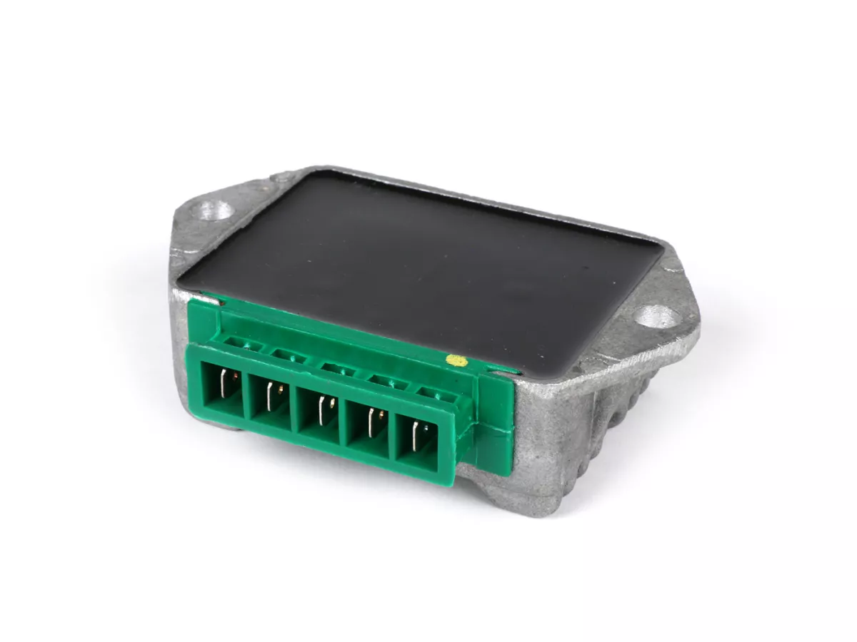 Regolatore di tensione -AEL 5 pin 12V (G-G-B+-C-terra) - utilizzato per LML 125-200cc Star, Deluxe, Speedy, Stella