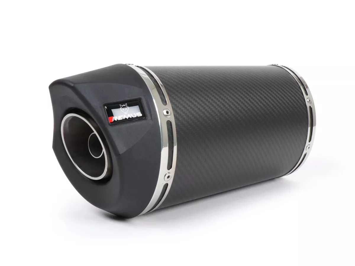 Achterdemper -REMUS RSC- Ø=55mm, Euro3 (2014-2016) - Vespa LX 125-150ie 3V, Vespa S 125-150ie 3V, Vespa Primavera 125-150ie 3V, Vespa Sprint 125-150ie 3V - koolstofvezel