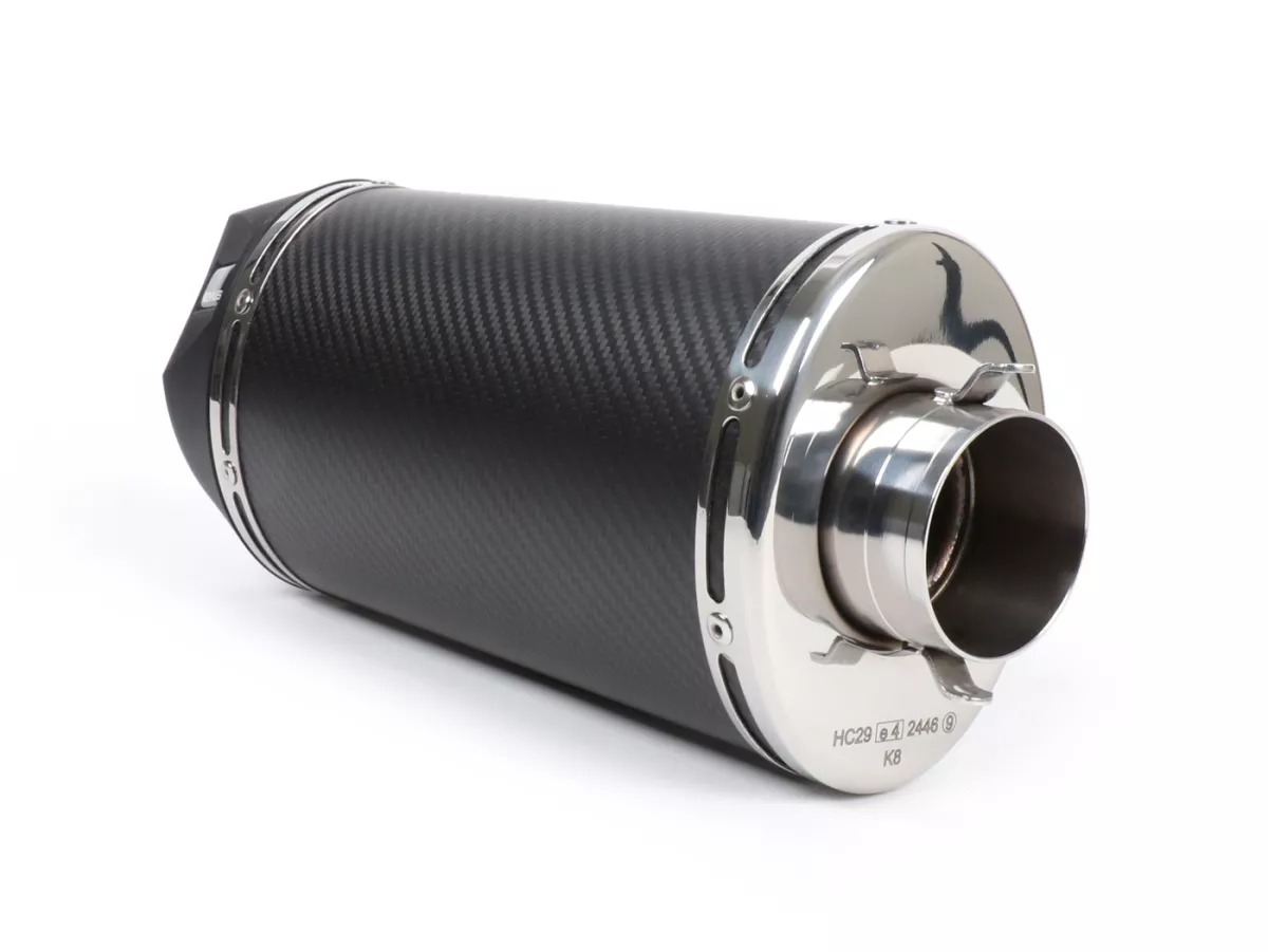 Achterdemper -REMUS RSC- Ø=55mm, Euro3 (2014-2016) - Vespa LX 125-150ie 3V, Vespa S 125-150ie 3V, Vespa Primavera 125-150ie 3V, Vespa Sprint 125-150ie 3V - koolstofvezel