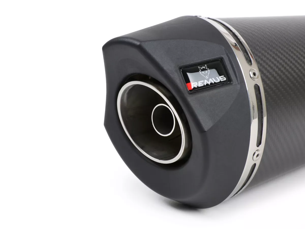 Achterdemper -REMUS RSC- Ø=55mm, Euro3 (2014-2016) - Vespa LX 125-150ie 3V, Vespa S 125-150ie 3V, Vespa Primavera 125-150ie 3V, Vespa Sprint 125-150ie 3V - koolstofvezel