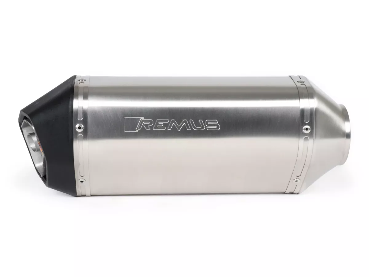 Silenziatore posteriore -REMUS- Ø=65mm, Euro4 (2016-) - Vespa LX 125-150ie 3V, Vespa S 125-150ie 3V, Vespa Primavera 125-150ie 3V, Vespa Sprint 125-150ie 3V- Argento inox