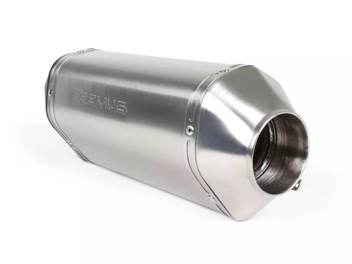 Silenziatore posteriore -REMUS- Ø=65mm, Euro4 (2016-) - Vespa LX 125-150ie 3V, Vespa S 125-150ie 3V, Vespa Primavera 125-150ie 3V, Vespa Sprint 125-150ie 3V- Argento inox