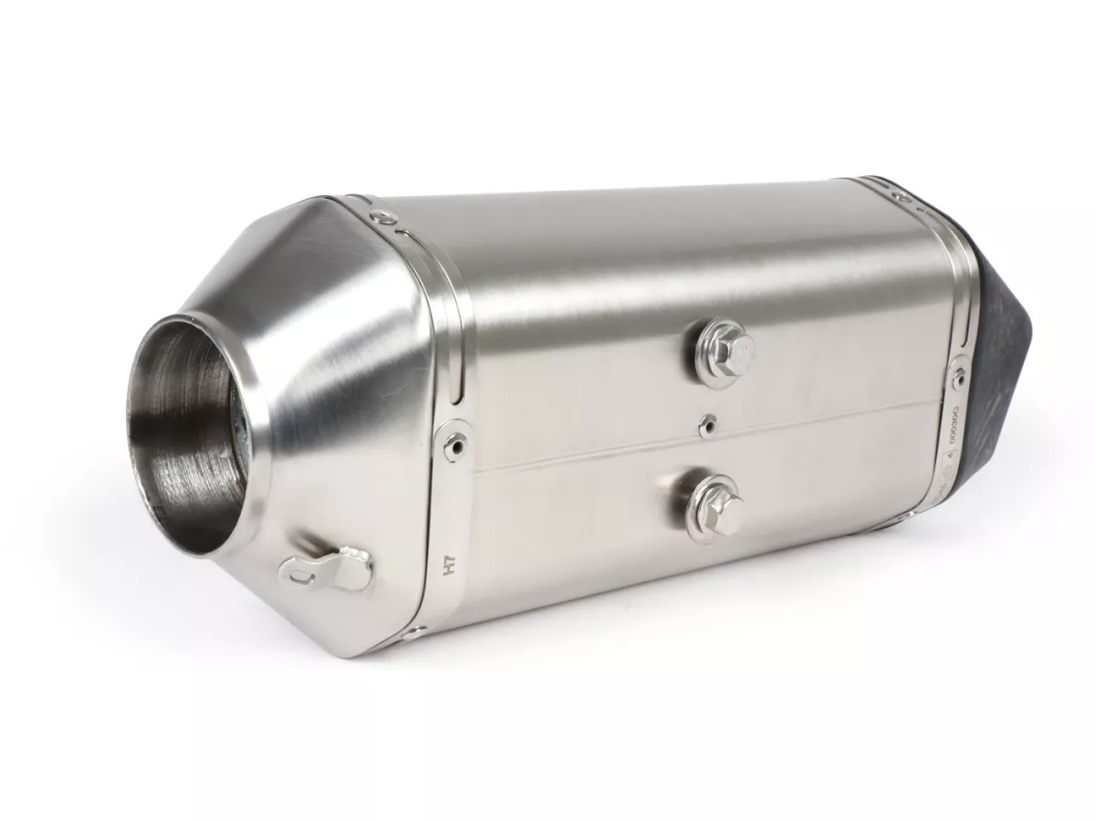 Silenziatore posteriore -REMUS- Ø=65mm, Euro4 (2016-) - Vespa LX 125-150ie 3V, Vespa S 125-150ie 3V, Vespa Primavera 125-150ie 3V, Vespa Sprint 125-150ie 3V- Argento inox