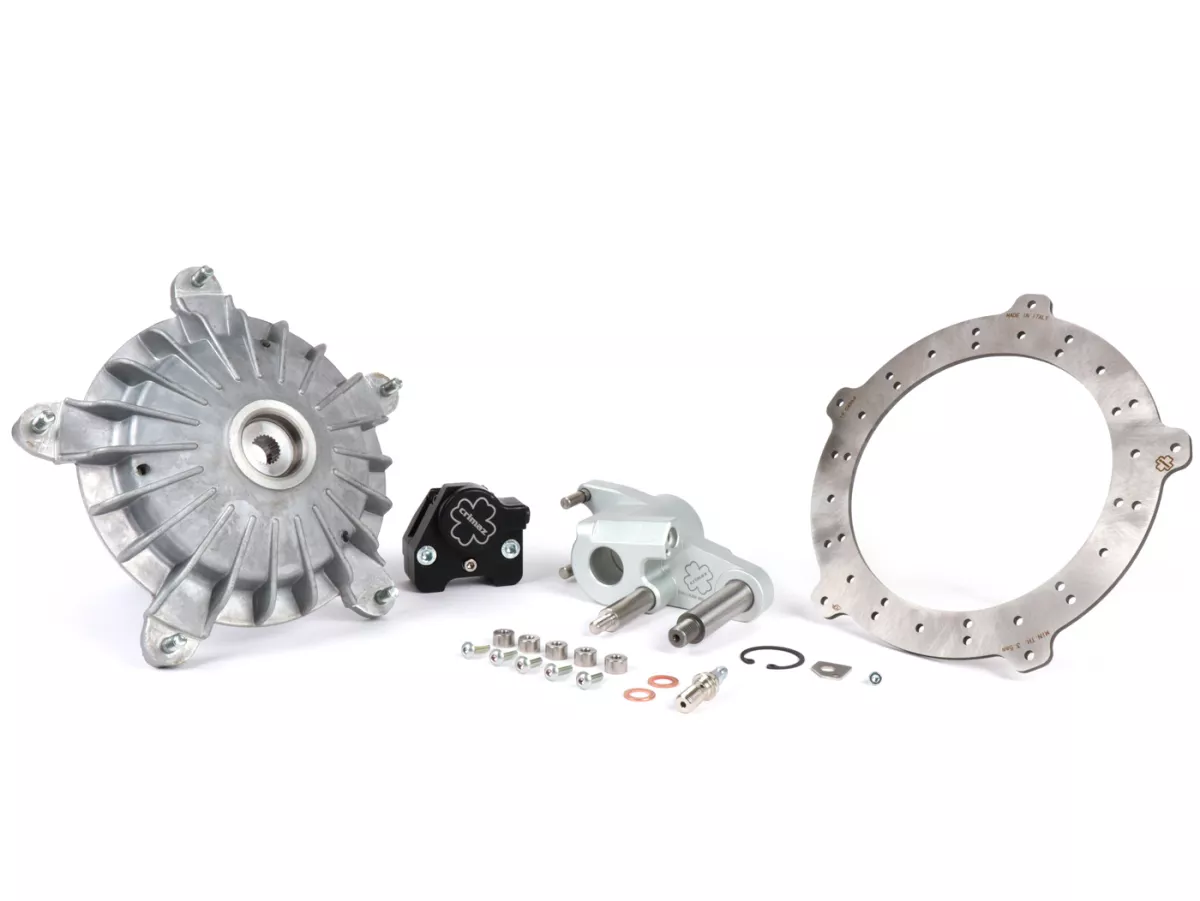 Schijfremset voor -CRIMAZ 2.0 RDP/CNC Ø200mm- Vespa V50, 50 Special, 50SR, SS50, SS90, V90, PV125, ET3 - zwarte remklauw