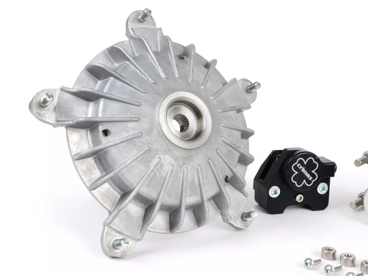 Schijfremset voor -CRIMAZ 2.0 RDP/CNC Ø200mm- Vespa V50, 50 Special, 50SR, SS50, SS90, V90, PV125, ET3 - zwarte remklauw