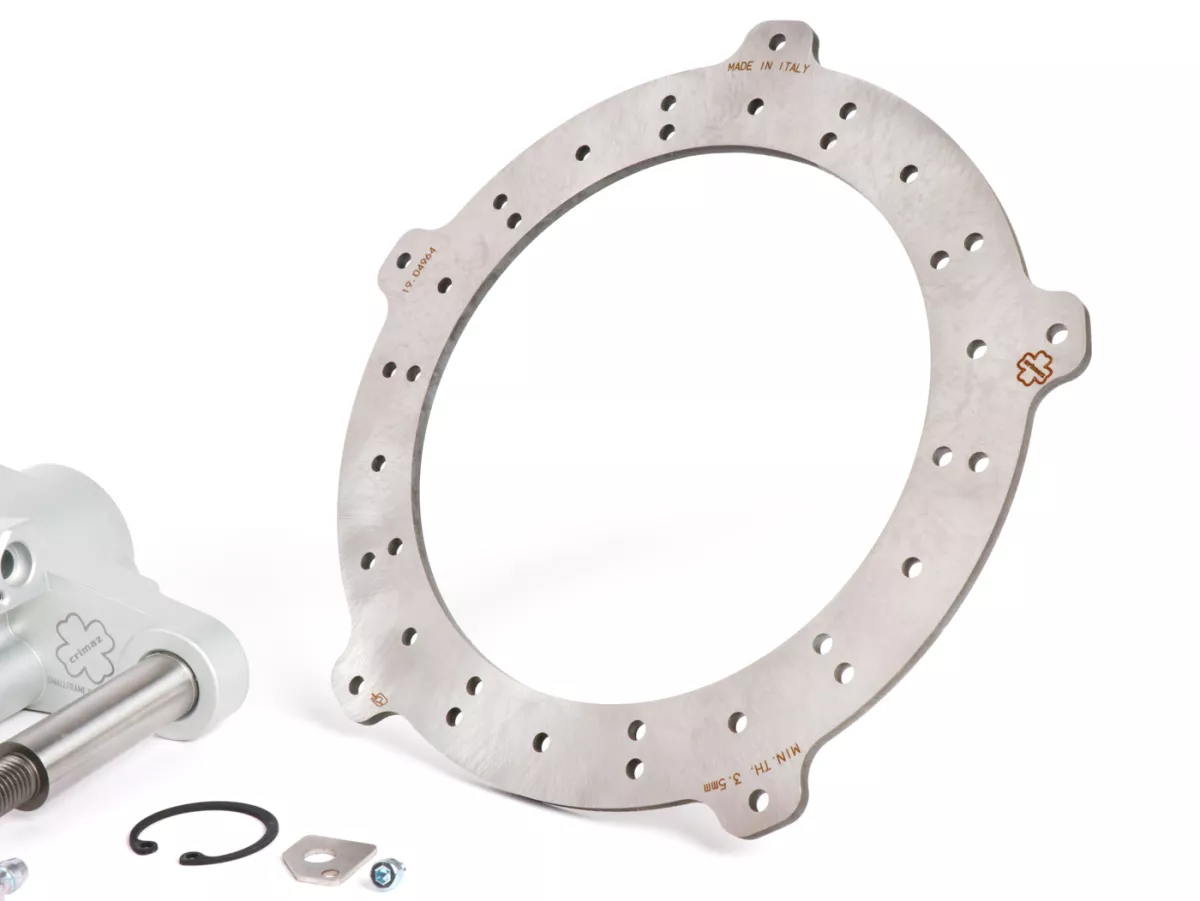 Schijfremset voor -CRIMAZ 2.0 RDP/CNC Ø200mm- Vespa V50, 50 Special, 50SR, SS50, SS90, V90, PV125, ET3 - zwarte remklauw