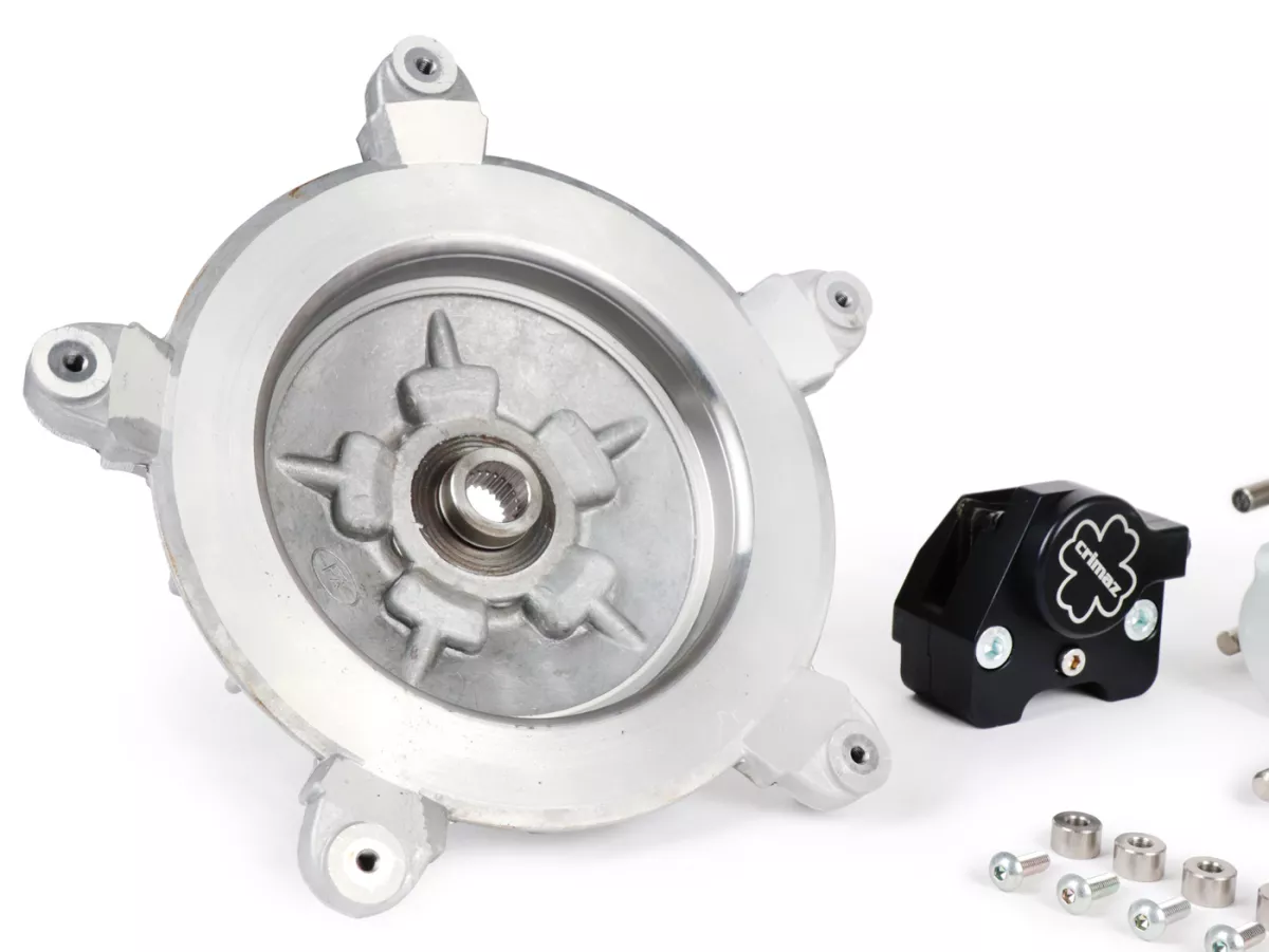 Schijfremset voor -CRIMAZ 2.0 RDP/CNC Ø200mm- Vespa V50, 50 Special, 50SR, SS50, SS90, V90, PV125, ET3 - zwarte remklauw