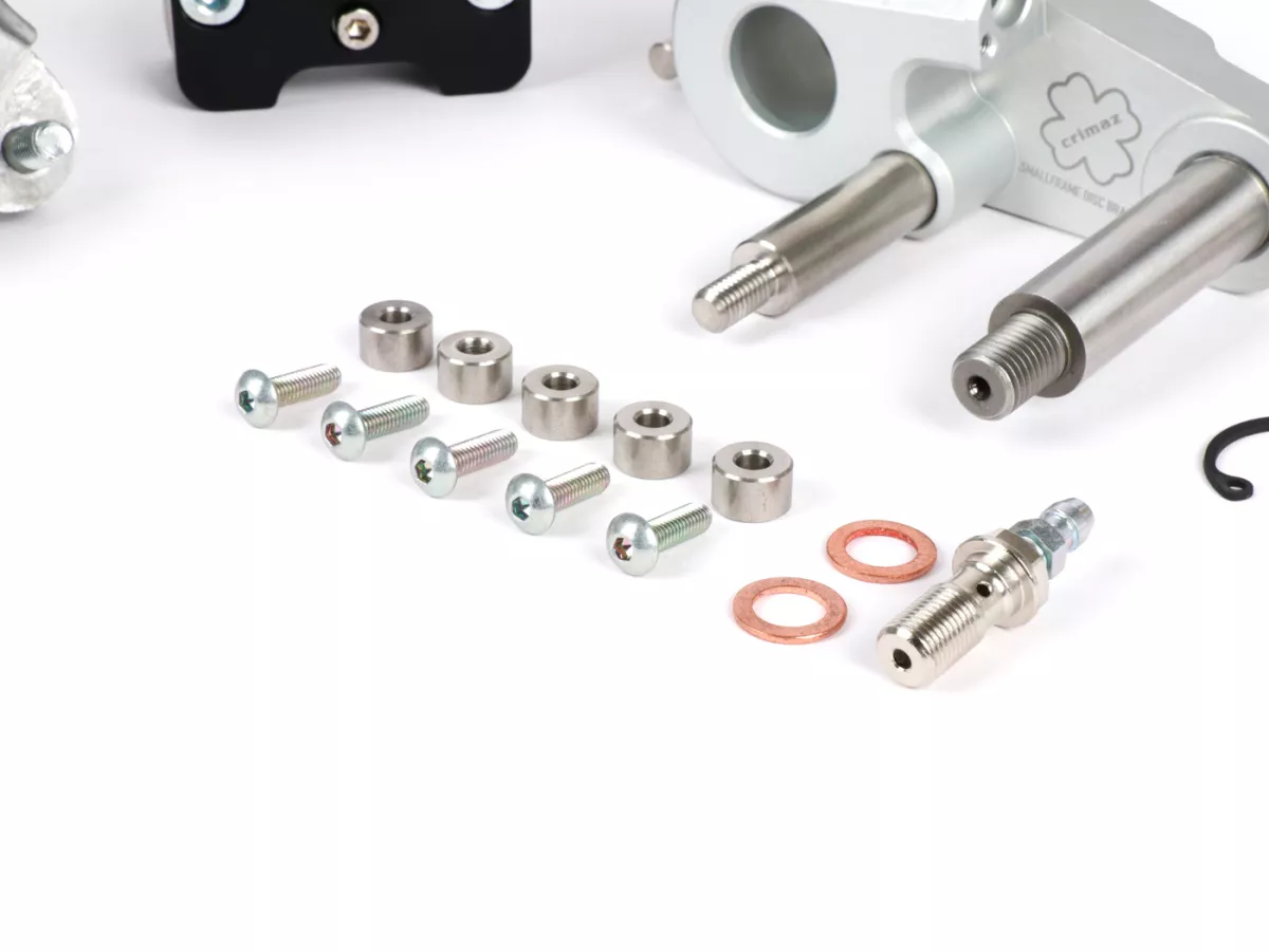 Schijfremset voor -CRIMAZ 2.0 RDP/CNC Ø200mm- Vespa V50, 50 Special, 50SR, SS50, SS90, V90, PV125, ET3 - zwarte remklauw