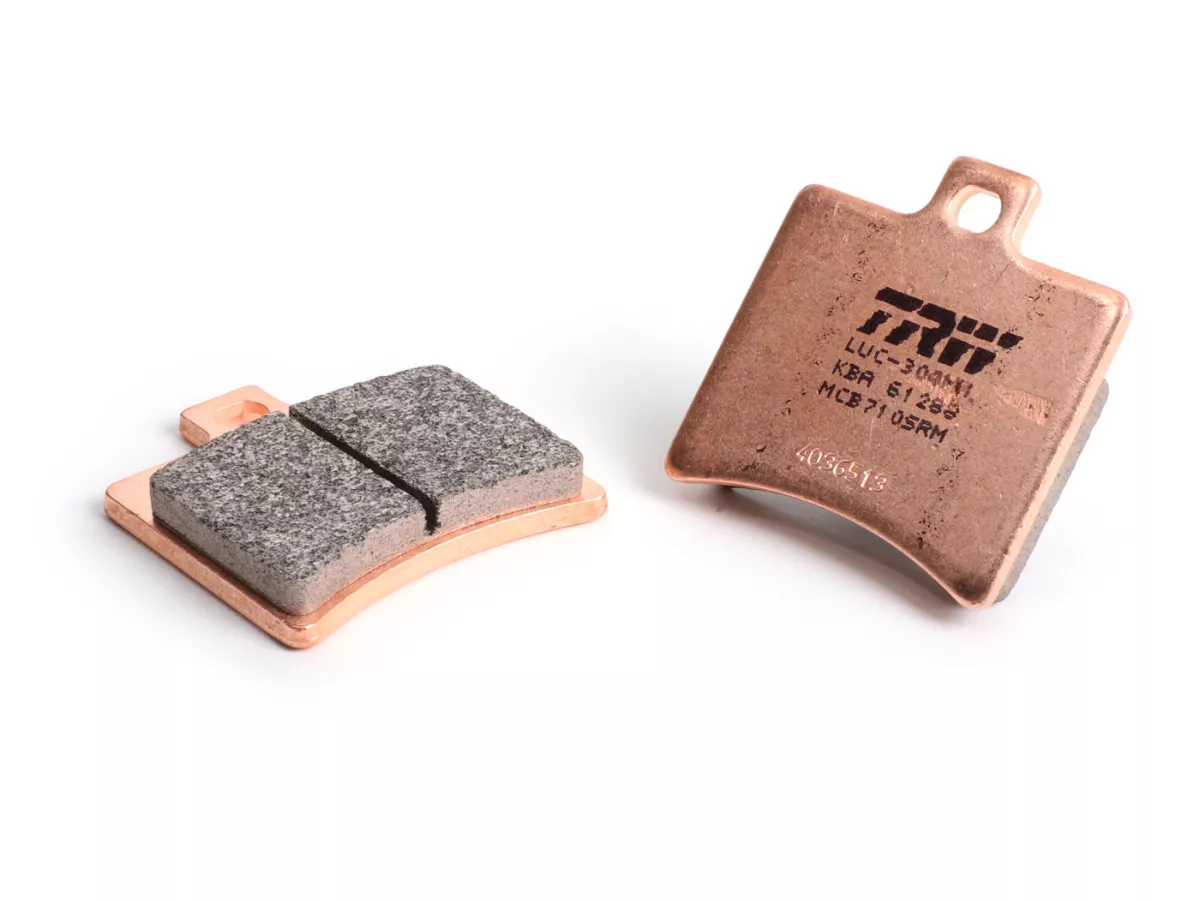 Pastillas de freno traseras -TRW Sinter MCB710SRM (con ABE) -para pinza de freno PORCO NERO POWER CNC by Spiegler de 2 pistones, Ø=29mm- Vespa GT/GTS/GTV 125-300cc (con y sin ABS)
