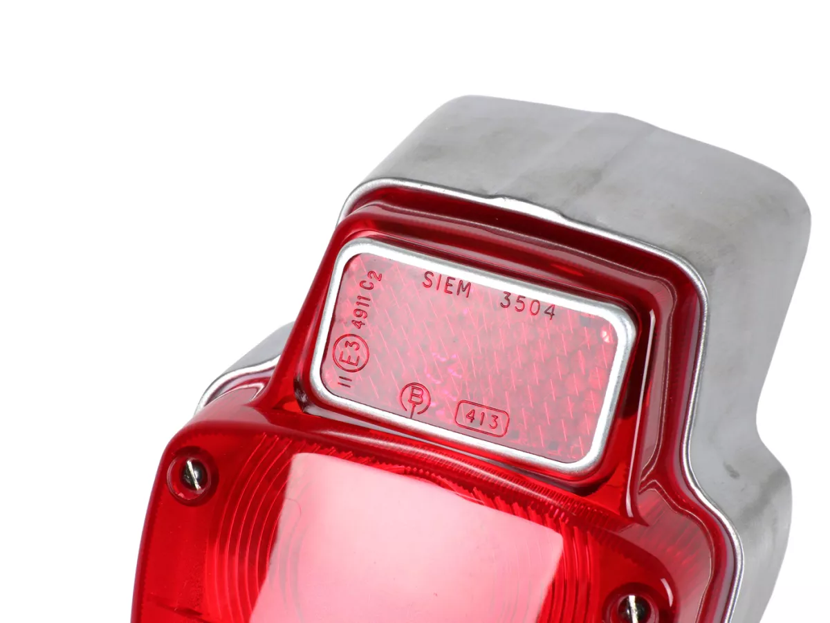 Tail light -SIEMVespa vintage- metal, small - unpainted - Vespa 50S (V5SA1T), V50R (V5A1T), V50 Special (V5A2T), 50SR/Sprinter (V5SS2T), SS50 (V5SS1T), V90 (V9A1T), 90 Racer (V9SS2T), SS90 (V9SS1T), 125 Nuova (VMA1T)