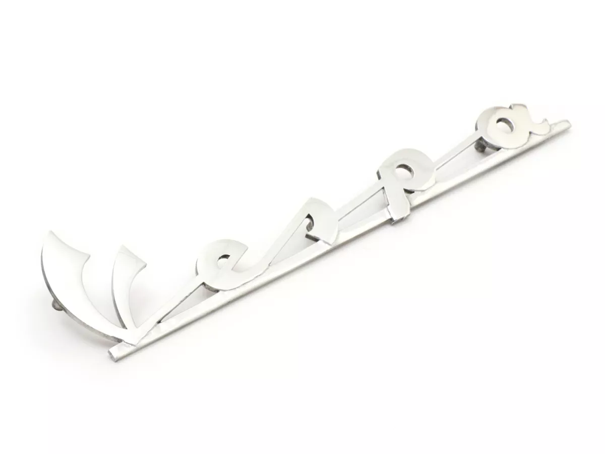 Legshield badge -MAURO PASCOLI Pin spacing 120mm (55+65mm)- Vespa V50 Special (V5A2T), V50 Elestart (V5A3T), 50N Spezial (V5B1T 38699-), V50 N Elestart (V5B2T 1868-), 90 Racer (V9SS2T) - V5A3T - V5B1T >38699 - V5B2T >1868 - V5S2T - V9SS2T