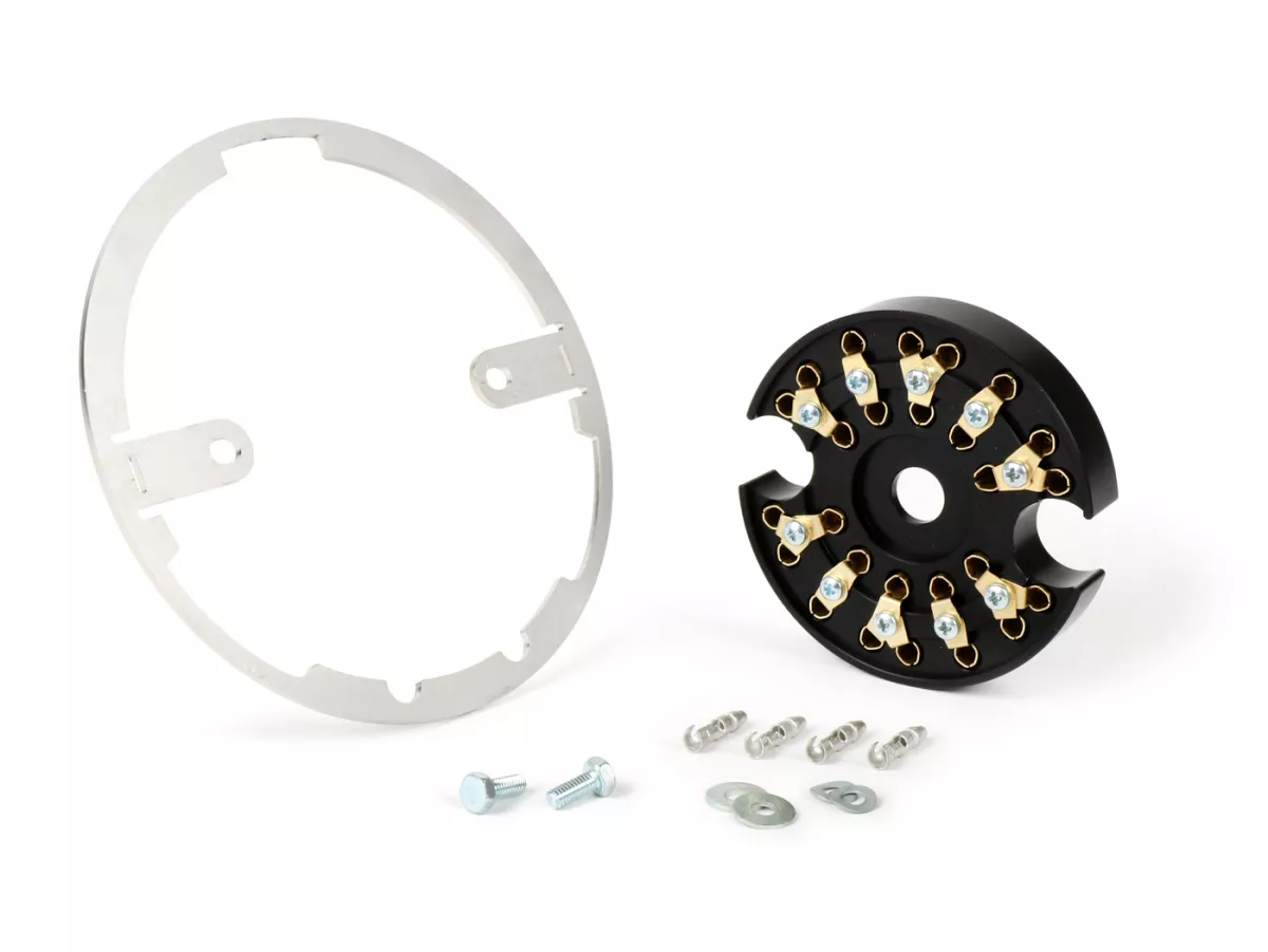 Montageframeset voor koplampen incl. aansluitprint -MOTO NOSTRA- LED HighPower - Ø=120mm - 12V DC - E9-markering - voor het ombouwen van Lambretta LI (Series 3)