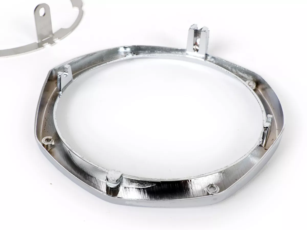 Juego marco de montaje para faros -MOTO NOSTRA- LED HighPower - Ø=120mm - 12V DC - marcado E9 - para convertir Lambretta LIS, SX, TV (Serie 3)