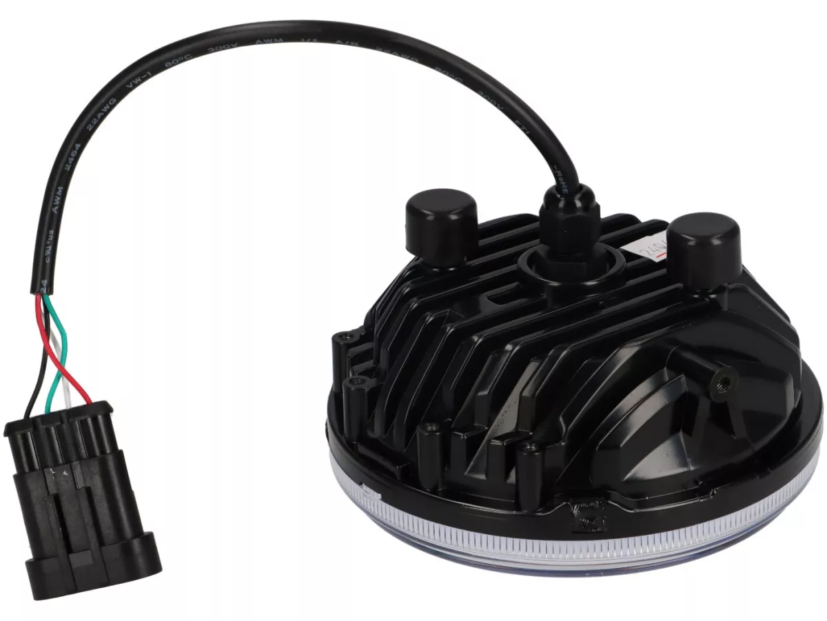 Faro delantero incl. marco de montaje -MOTO NOSTRA- LED HighPower - Ø=120mm - 12V DC - marcado E9 - para conversión de Lambretta LI, LIS, SX, TV (Serie 3)
