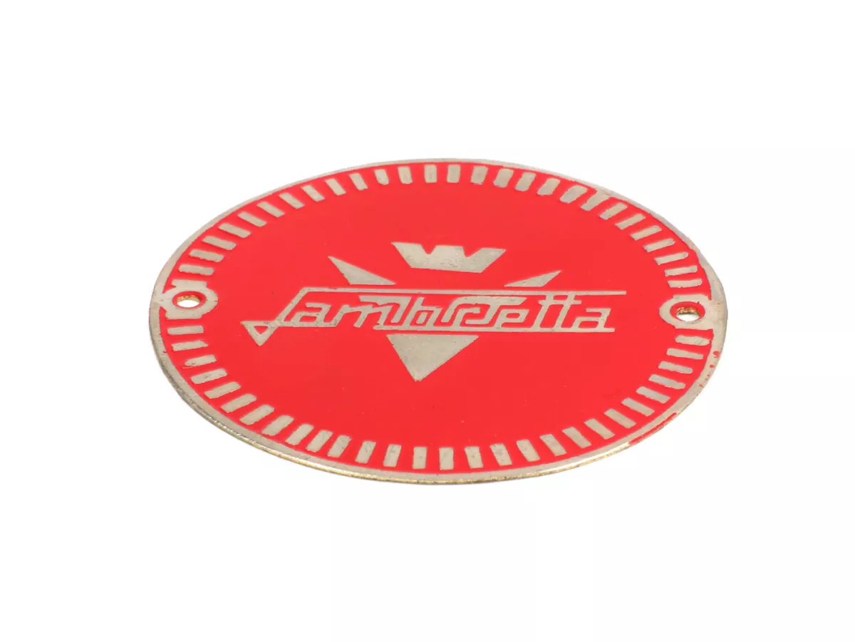 Opschrift (rond) voor versiering zijklep -VIGANO STYLE- Lambretta LD 125 (vanaf 1956), LD 150 (vanaf 1954) - rood