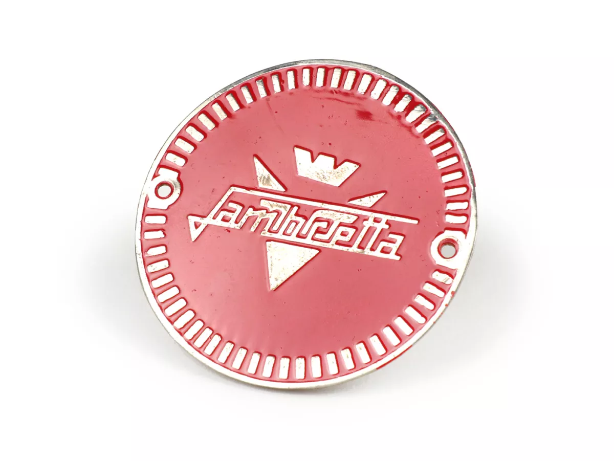 Opschrift (rond) voor versiering zijklep -VIGANO STYLE- Lambretta LD 125 (vanaf 1956), LD 150 (vanaf 1954) - rood