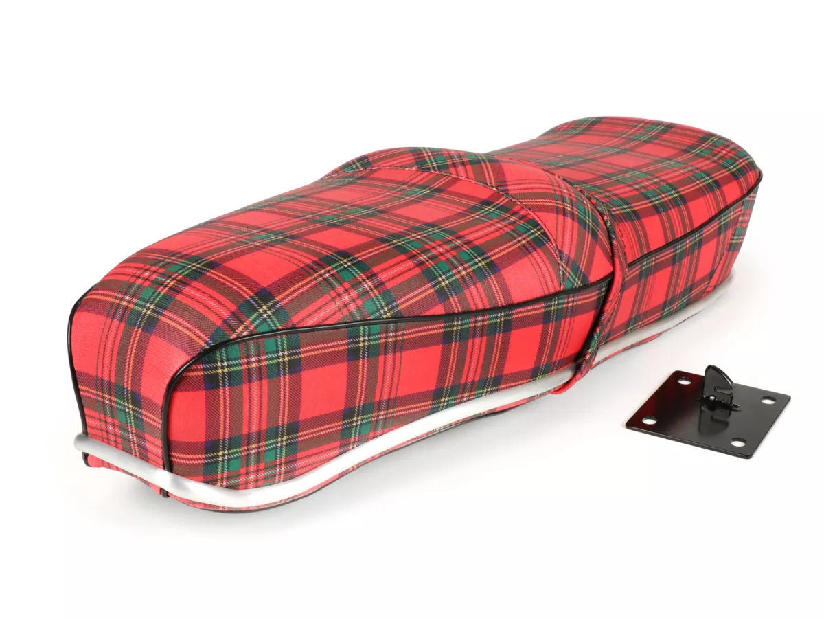 Seat -SELLERIA TREZZI- Lambretta LI, LI S, SX, TV, DL, GP - Tartan red
