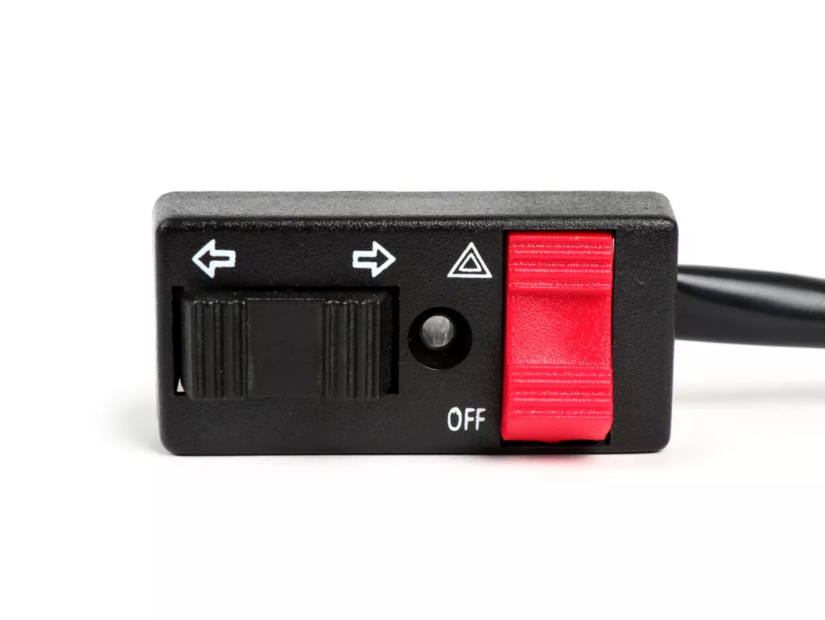 Conmutador de intermitentes (con función de advertencia de peligro) -CALIDAD OEM- Vespa PK50 S/XL, PK80, PK125 S, PK125 ETS, PX80, PX125, PX150, PX200 (a partir de 1984) - 6 cables con multienchufe