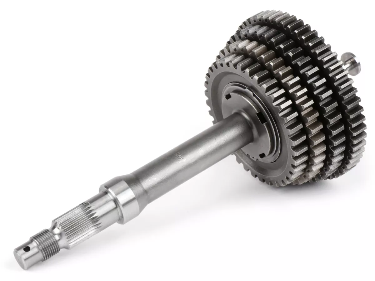 Gearbox siap pakai (poros utama termasuk roda gigi, palang pemindah, baut pemindah) -KUALITAS OEM- Vespa PX125-200 Lusso (1984-), Cosa, T5, LML Star / Stella (2-tak) - 58/42/38/35 gigi