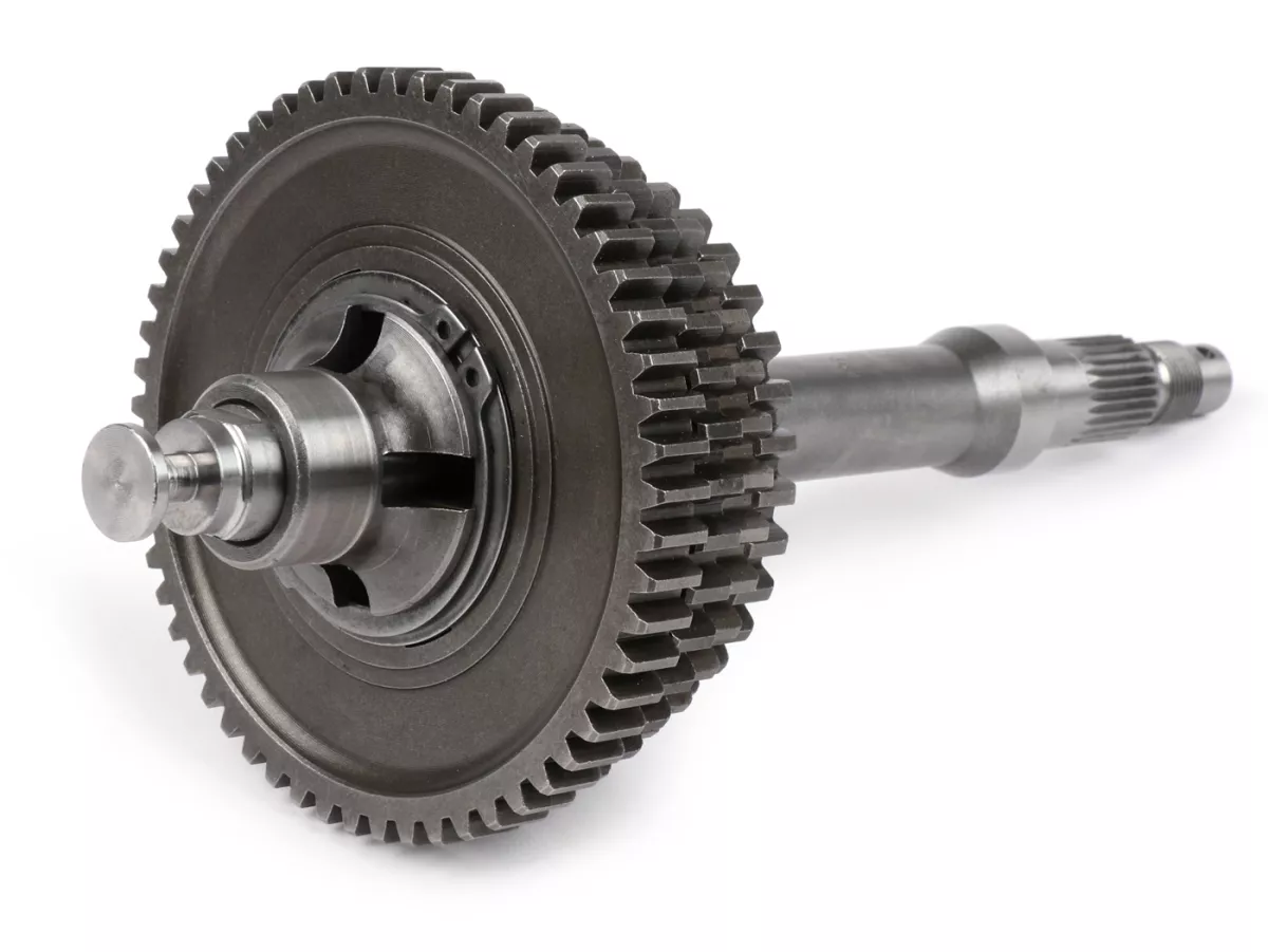Gearbox siap pakai (poros utama termasuk roda gigi, palang pemindah, baut pemindah) -KUALITAS OEM- Vespa PX125-200 Lusso (1984-), Cosa, T5, LML Star / Stella (2-tak) - 58/42/38/35 gigi