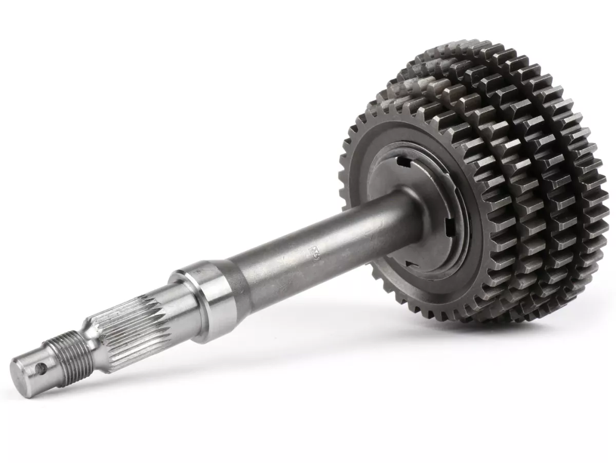 Gearbox siap pakai (poros utama termasuk roda gigi, palang pemindah, baut pemindah) -KUALITAS OEM- Vespa PX125-200 Lusso (1984-), Cosa, T5, LML Star / Stella (2-tak) - 58/42/38/35 gigi