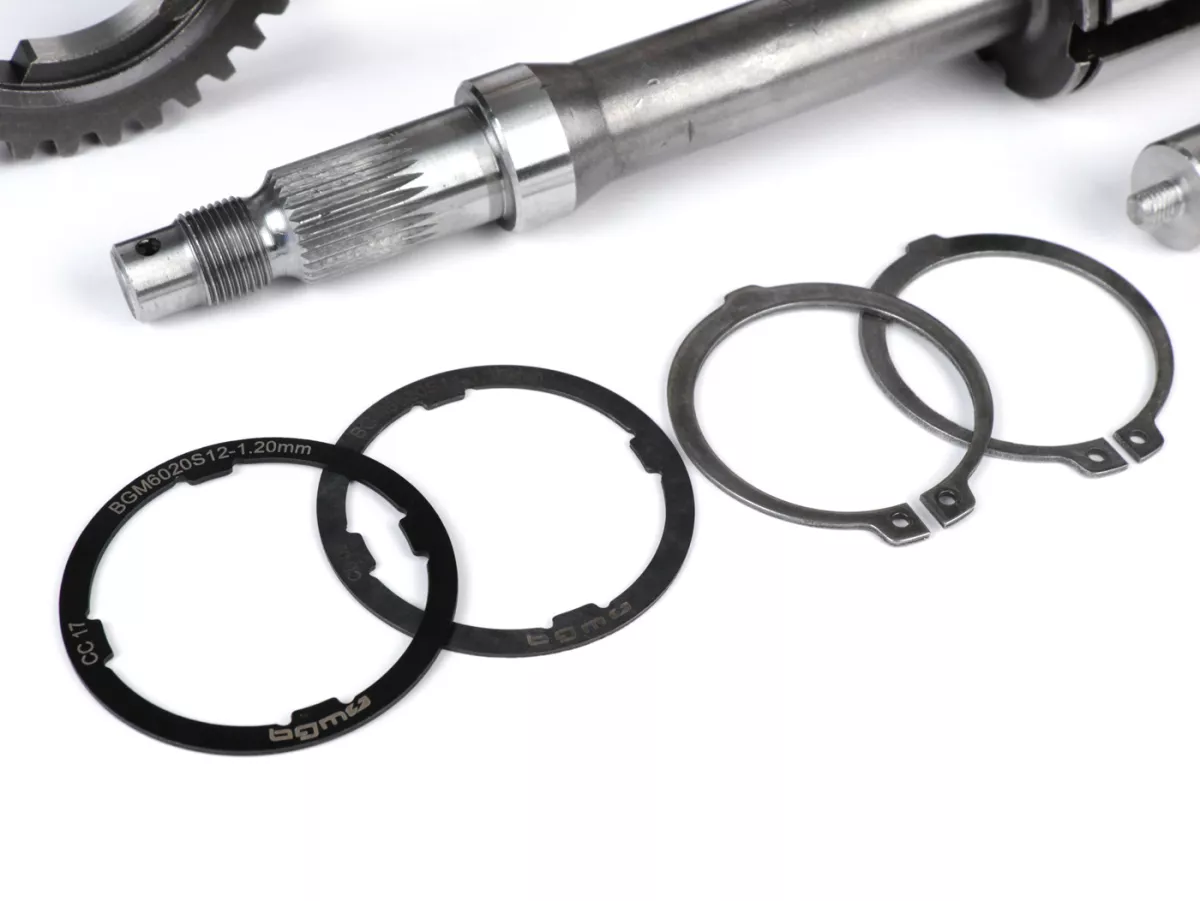 Versnellingsbak (tandwielen incl. hoofdas, schakelkruis, schakelbout) -OEM KWALITEIT- Vespa PX125-200 Lusso (1984-), Cosa, T5, LML Star/Stella (2-takt) - 58/42/38/35 tanden
