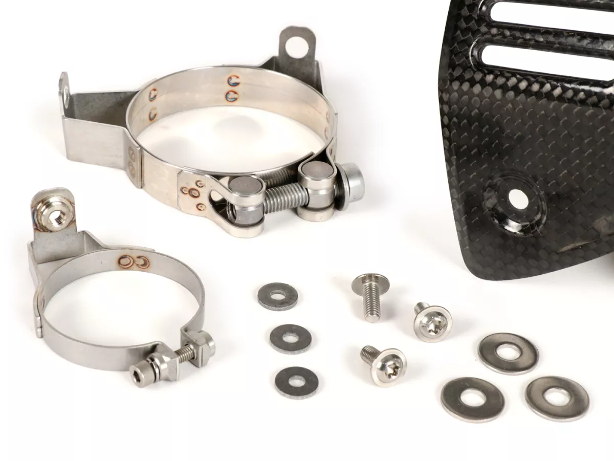 Heat shield for slip-on connection -AKRAPOVIC- for silencer Vespa GTV/GTS 125-300 (fits also HPE) - Carbon