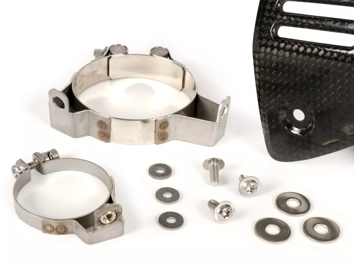 Heat shield for slip-on connection -AKRAPOVIC- for silencer Vespa GTV/GTS 125-300 (fits also HPE) - Carbon