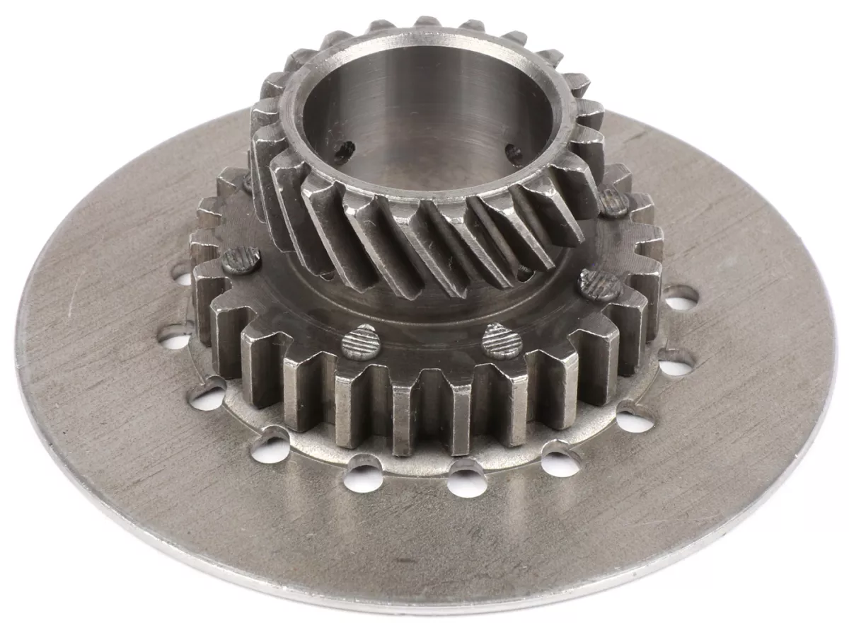 Pinion kopling -KUALITAS OEM, pegas Vespa tipe 6 (PX80, PX125, PX150) - untuk roda primer orisinil (gigi heliks) 67/68 gigi - 21 gigi (tinggi total 32,5 mm, tinggi pinion 11 mm)