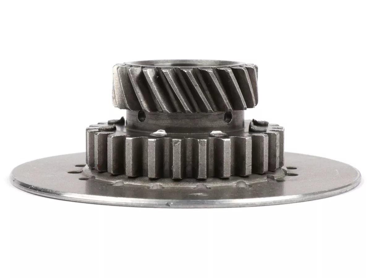 Pinion kopling -KUALITAS OEM, pegas Vespa tipe 6 (PX80, PX125, PX150) - untuk roda primer orisinil (gigi heliks) 67/68 gigi - 21 gigi (tinggi total 32,5 mm, tinggi pinion 11 mm)