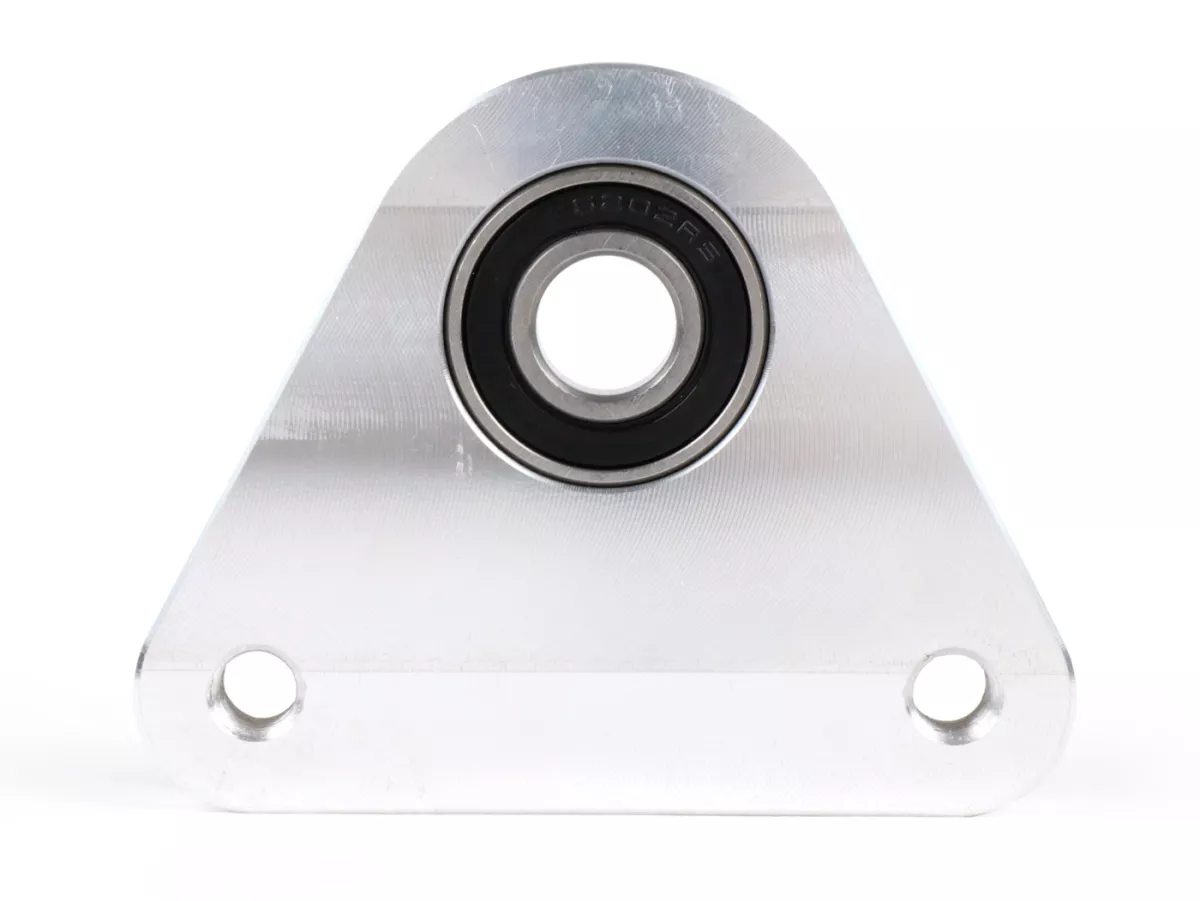 Lagerplaat driehoek achterwiel -OEM KWALITEIT, CNC aluminium- Piaggio Ciao, Bravo, Boxer, Citta, EC1, CBA, Grillo - incl. lager