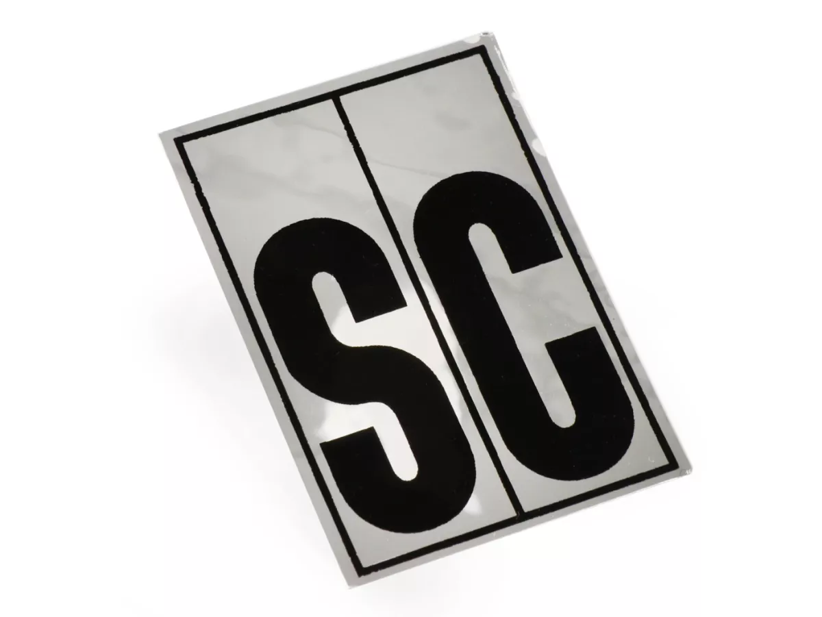 Spatbordbelettering -SC aluminium, zwart- Piaggio Ciao