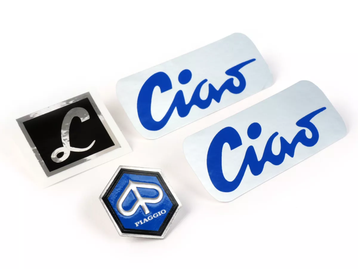 lettering set frame -CIAO LUSSO aluminium, black/blue- Piaggio Ciao Lusso