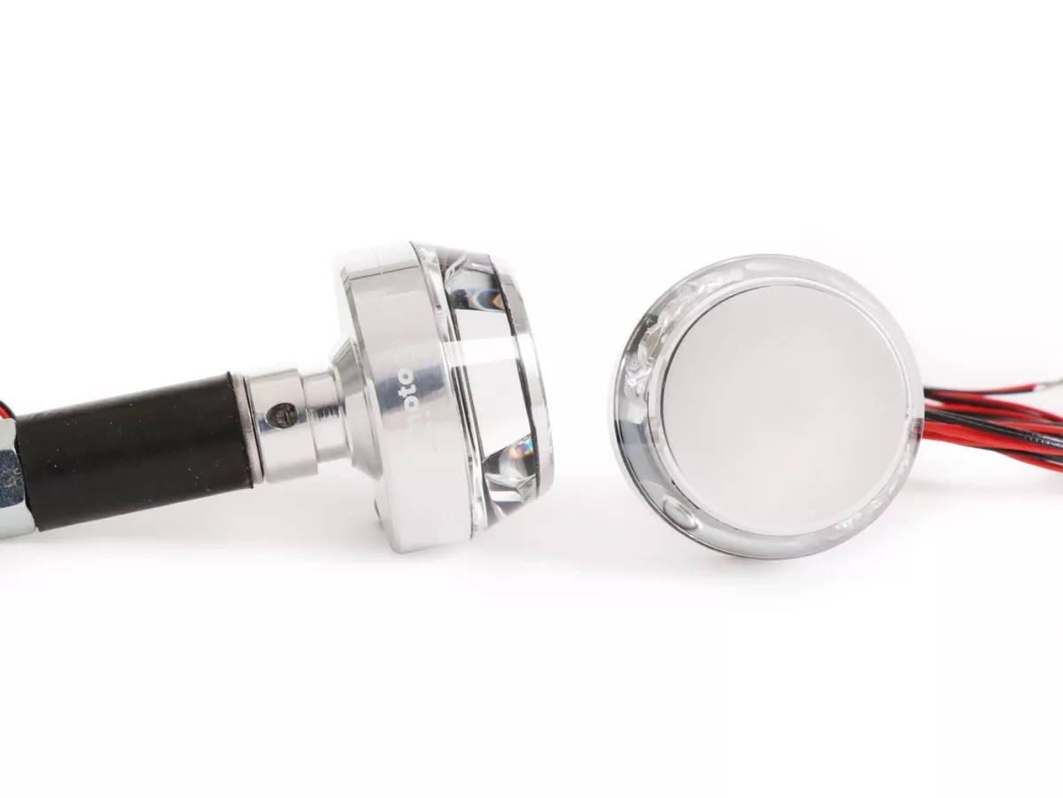 Indikatorsats -MOTOGADGET styrindikatorer- m.blaze disc - polerad aluminium - klart glas