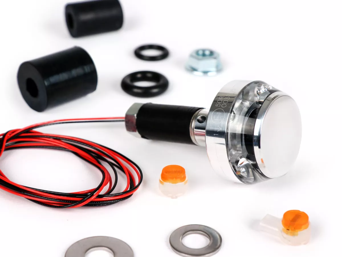 Indicator -MOTOGADGET handlebar end indicator- m.blaze disc - polished aluminium - clear glass - lhs