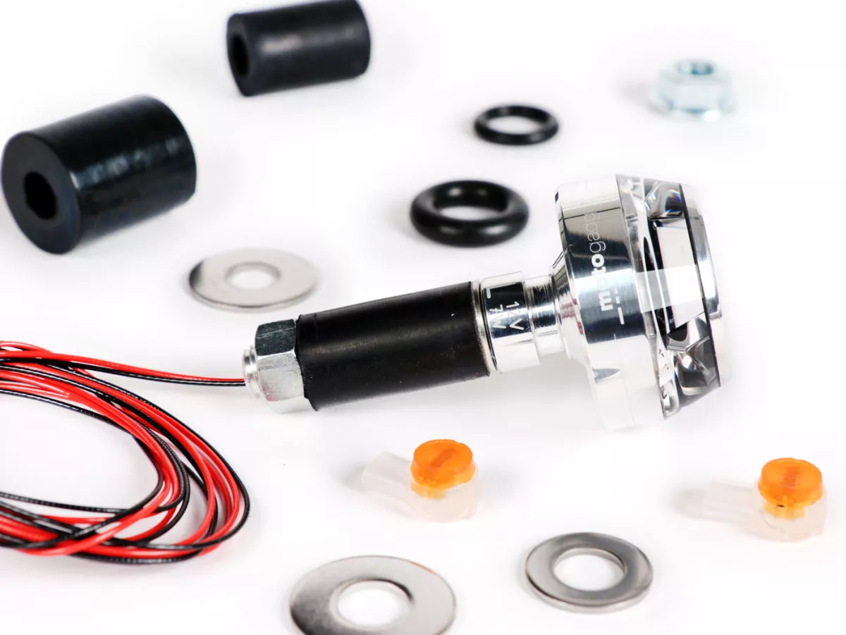 Indicator -MOTOGADGET handlebar end indicator- m.blaze disc - polished aluminium - clear glass - lhs