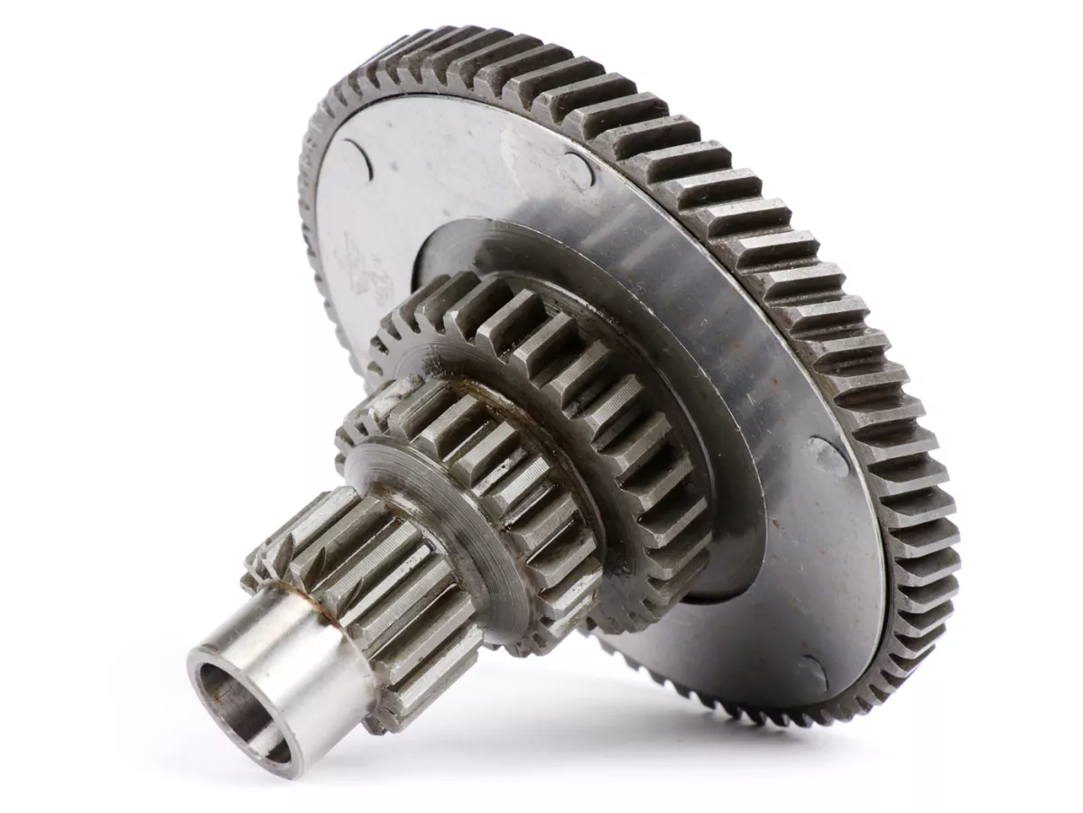 Arbre primaire y compris pignon primaire 67 dents -QUALITÉ OEM, siège de roulement Ø37mm- Vespa 3 vitesses VBA1T, VNB1T, VNB2T, VNB3T, VNB4T - 14-20-27 dents