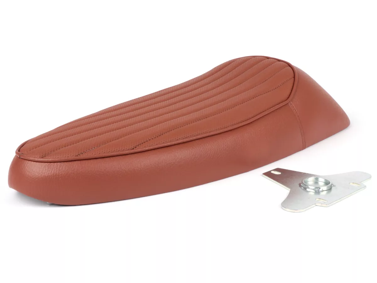 Seat -NISA Sport 20- Vespa PX (-1983), Sprint, GT, GTR, Super, TS, GL, VNA, VBA, VNB, VBB, T4 - with flat fuel tank also fits Rally 180/200, GS160, SS180 -brown