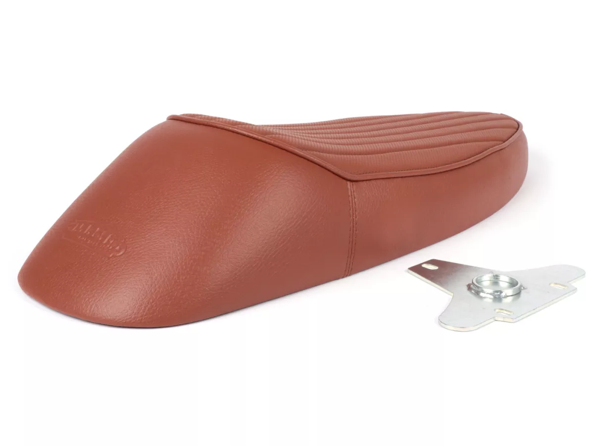 Seat -NISA Sport 20- Vespa PX (-1983), Sprint, GT, GTR, Super, TS, GL, VNA, VBA, VNB, VBB, T4 - with flat fuel tank also fits Rally 180/200, GS160, SS180 -brown