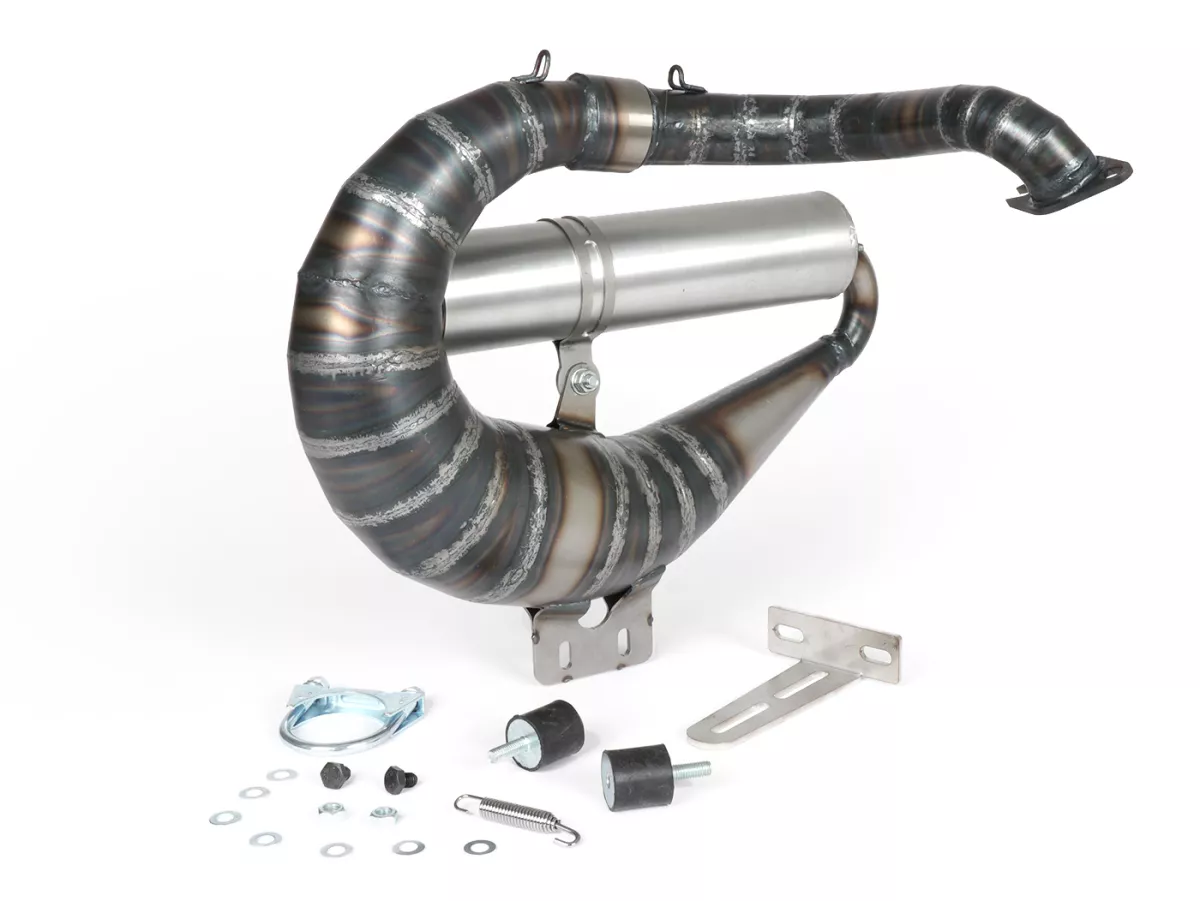 Avgas -EGIG PERFORMANCE Mamba S Ø=32mm (54-60mm dubbavstånd), bultad XXL bakre ljuddämpare (Ø70mm)- Vespa ET3, PV125