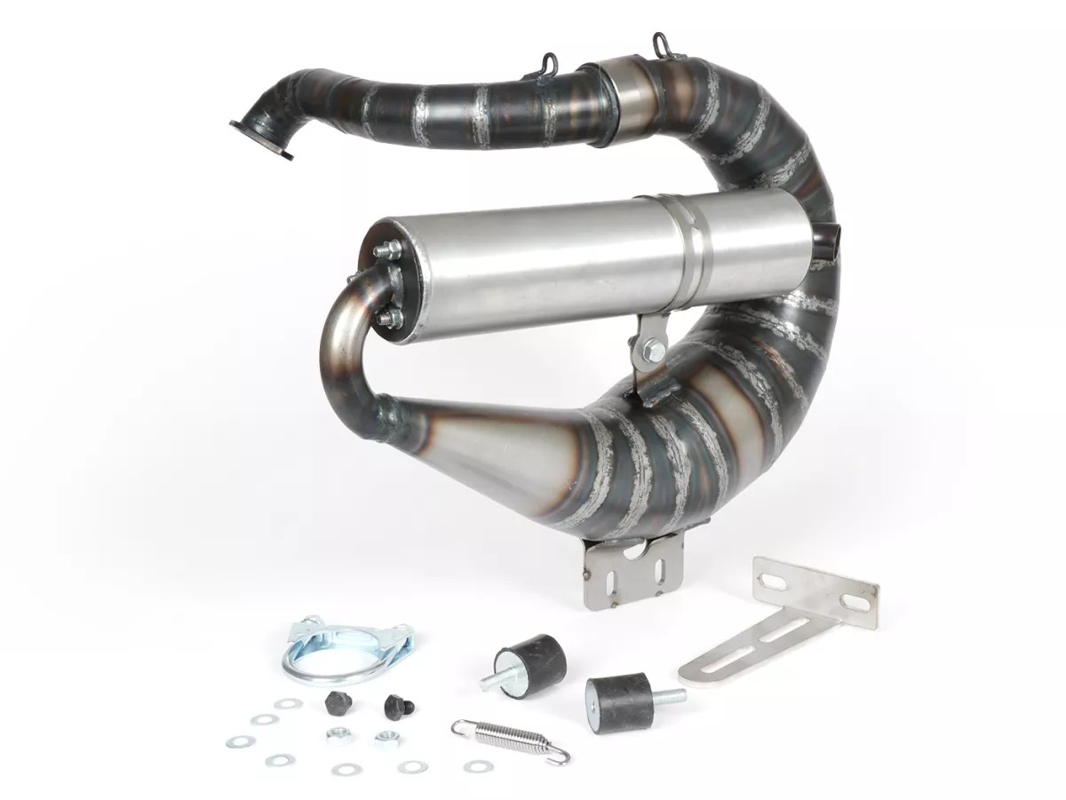 Avgas -EGIG PERFORMANCE Mamba S Ø=32mm (54-60mm dubbavstånd), bultad XXL bakre ljuddämpare (Ø70mm)- Vespa ET3, PV125