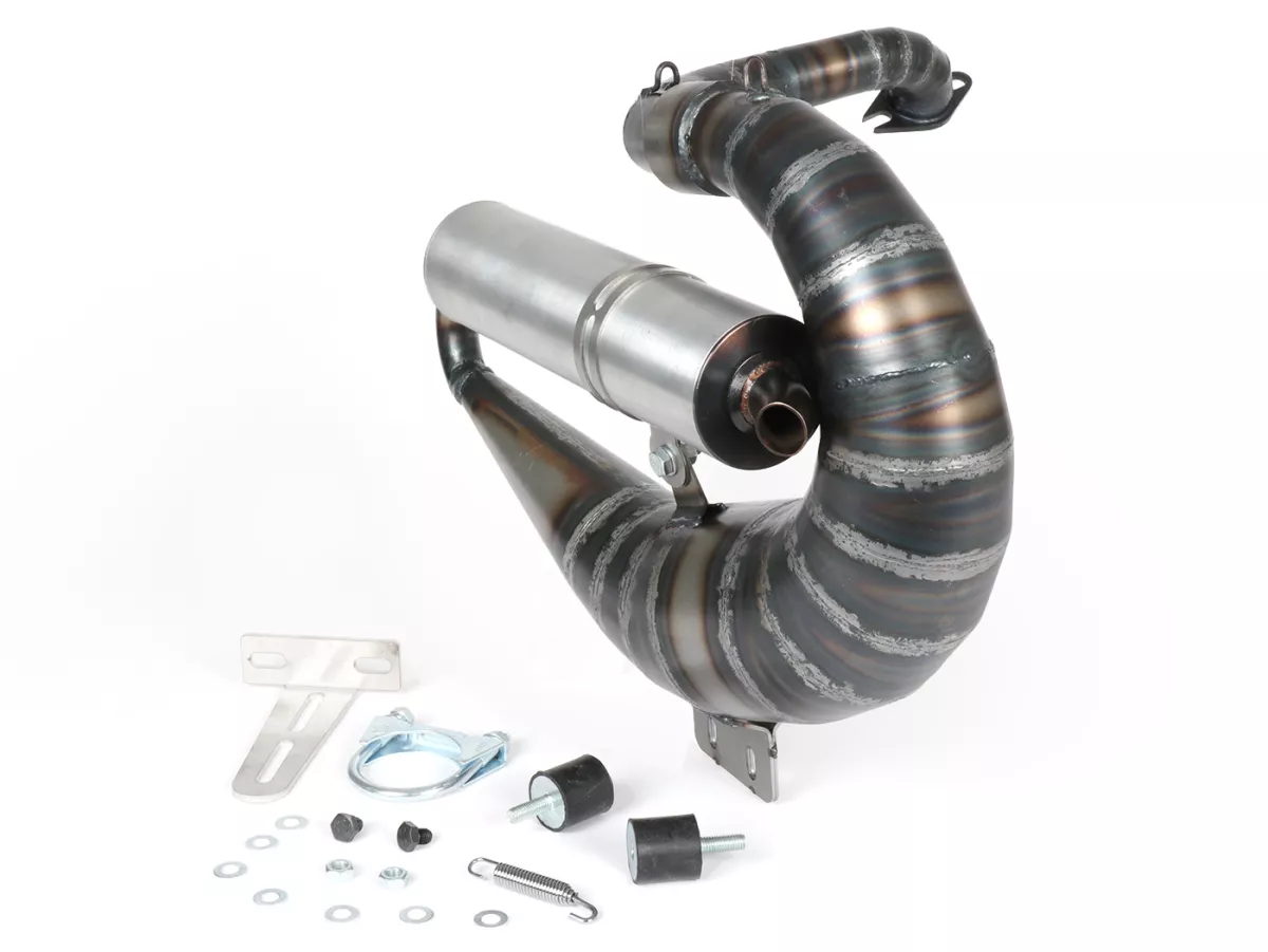 Avgas -EGIG PERFORMANCE Mamba S Ø=32mm (54-60mm dubbavstånd), bultad XXL bakre ljuddämpare (Ø70mm)- Vespa ET3, PV125